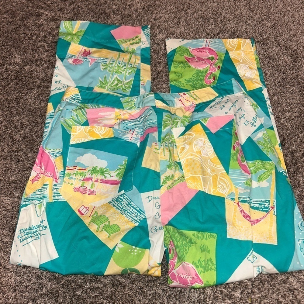 NEW Vintage Lilly Pulitzer Postcard Cropped Pants Size 4 - Picture 4 of 6